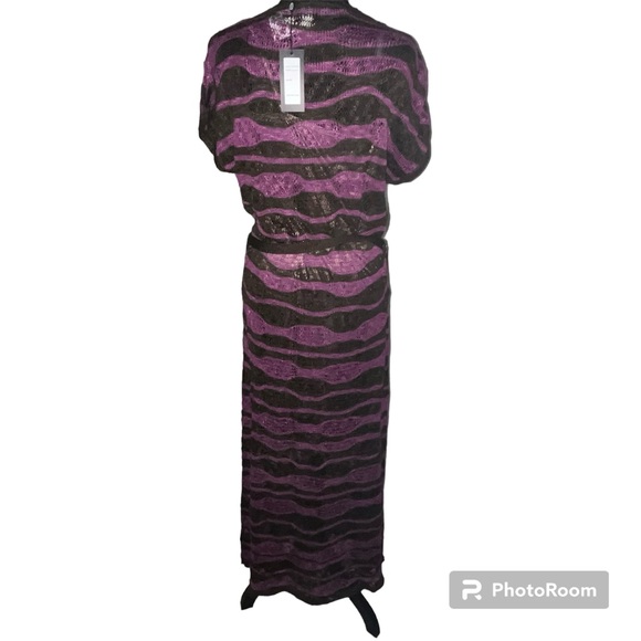 Maxi knit Dress With Brown Shimmer Slip Dress Underlay Women Size M - Picture 2 of 7